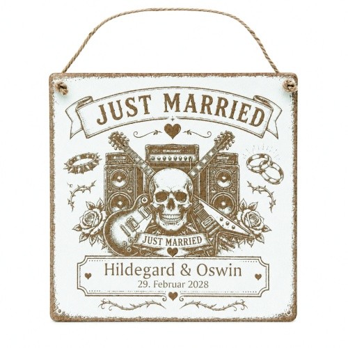 Personalisiertes Hochzeitsschild Rocker Hochzeit - Mit Namen Und Datum-image