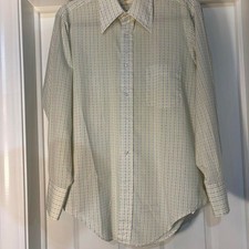 Vintage Arrow Kent Collection Long Sleeve Button-Up Shirt Cream Green 15-32