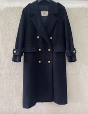 Womens VINTAGE BURBERRYS Camel Wool Cashmere Overcoat Long Coat RARE Gold Button
