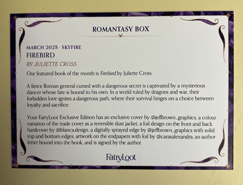 FAIRYLOOT/ROMANTASY: Firebird (Book 1) - Juliette Cross ~ Hand SIGNED EXCLUSIVE - Picture 15 of 24