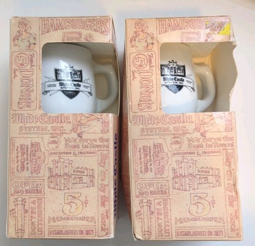 Lot of 4 White Castle Restaurant Small Coffee Cups Mugs - Open Box - Picture 2 of 3