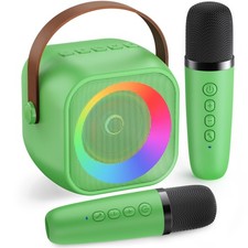 Mini Karaoke Machine Portable Bluetooth Mic, Singing Speaker 2 Wireless Green