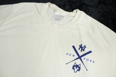 Mens L Large Creme Greyson x New York Yankees MLB NYY Baseball Shirt Made In USA