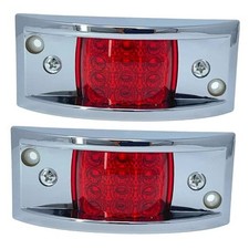 Red Rectangular 4-4/5" Armored-Style Clearance Side Marker Light Chrome 2 PACK