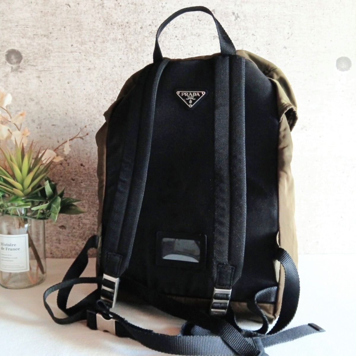 Prada V135 Olive Nylon Backpack Large Capacity Vintage Authentic thumbnail 3
