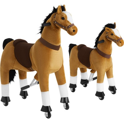 Schaukelpferd auf Rollen Spielzeug Kinderpferd Rollpferd Plüsch Reitpferd Pony
