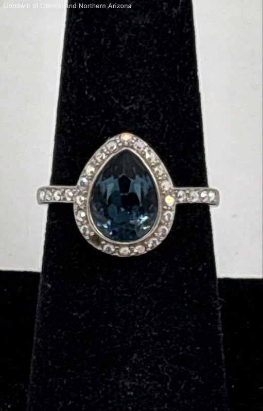 925 Sterling Silver Ring Size 7 w/Aurora Borealis Cubic Zirconia 2.95g
