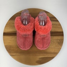 Womens Ugg Coquette Pink Shearling Lined Slip On Flat Slippers Shoes Size 8 GUC