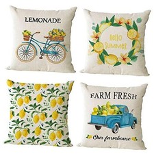 Set of 4 Summer Throw Pillow Covers 16x16 Inch 16" x 16" Pack of 4 Summer 01