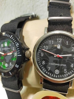 A BATHING APE Black 2 Watches BAPE Collection Limited RARE With