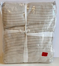 Pottery Barn Wheaton Stripe Duvet Cover Full/Queen FLAX color Cotton Linen New