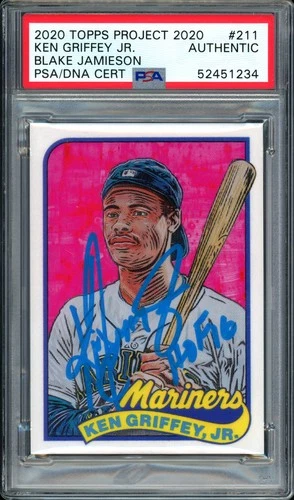 Ken Griffey Jr Auto Topps Project 2020 Blake Jamieson Card 211 HOF 16 1/1 PSADNA