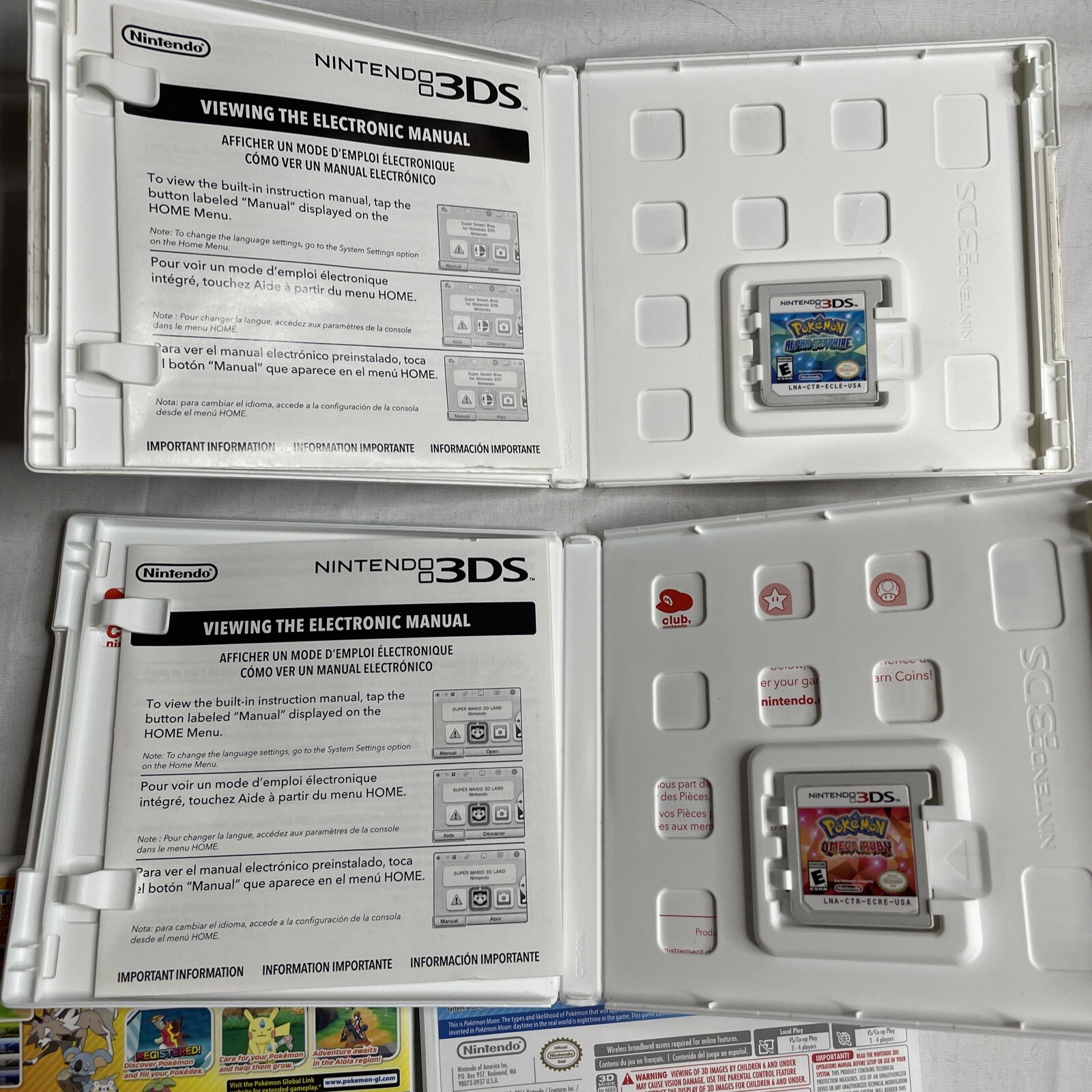 Pokemon Nintendo 3DS GAME LOT OF 8 w Cases Sun Moon Ultra X Y TESTED