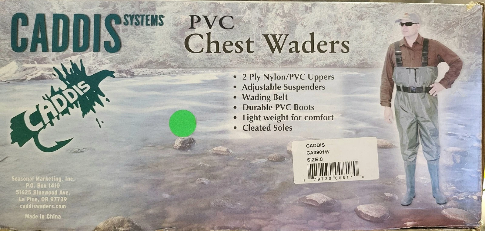 Caddis PVC Chest Waders Men's Size 8 CA3901W OR