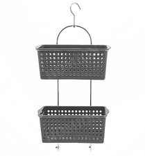 Metal Frame Plastic Deep Basket Shower Caddy Storage Tidy Organizer With Hook