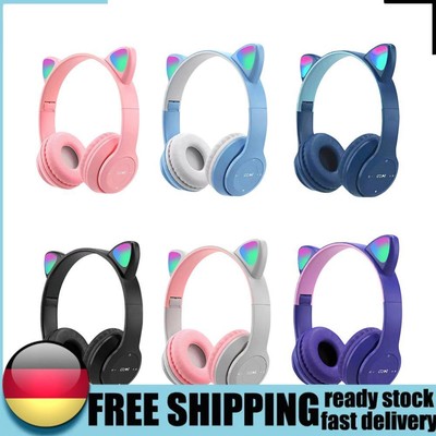 Gaming Headset Cat Ear Bluetooth-Compatible Helmets Glow Light Cute for PC Phone
