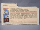 GI Joe Cobra Soldier FILECARD ONLY Red Back Sears Exclusive Vintage 1983