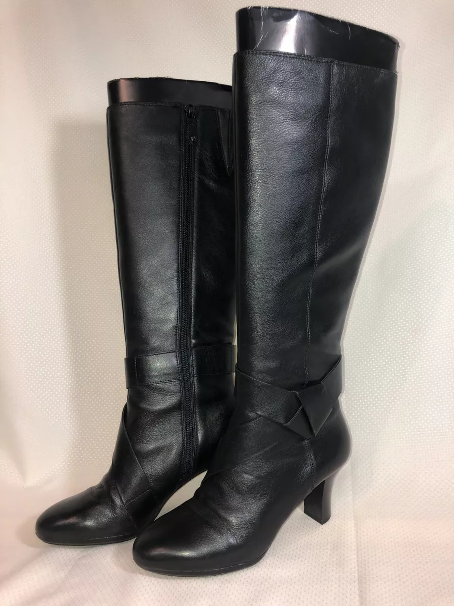 NEW Women s Size 5 Black Leather Knee High Boots Rockport