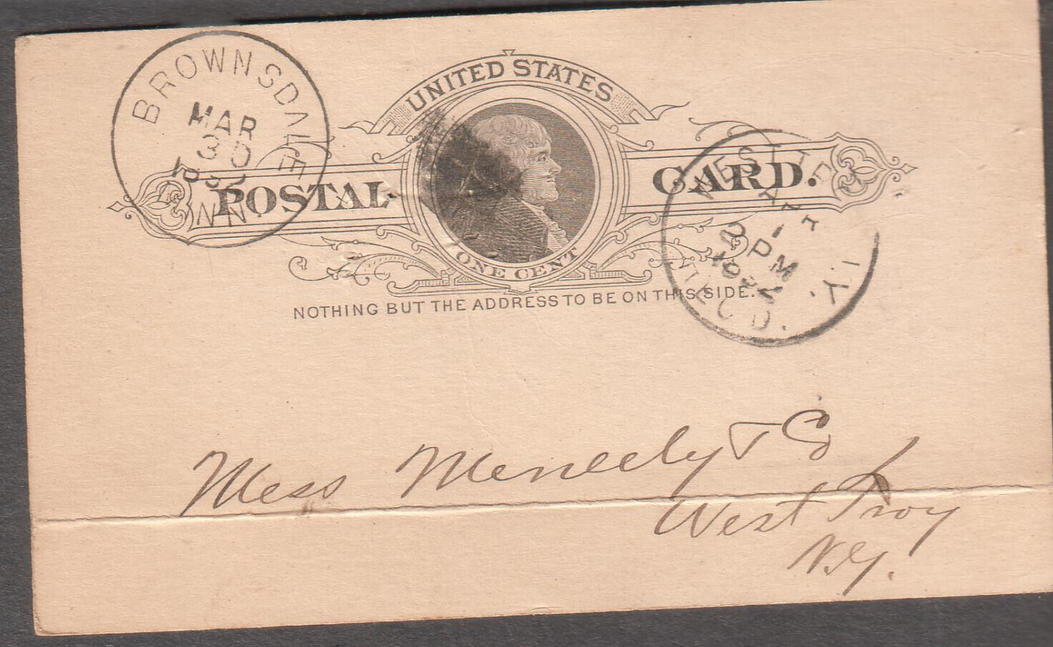 1892 postal card T K Dahle Brownsdale Minnesota/re 700lb bell eBay