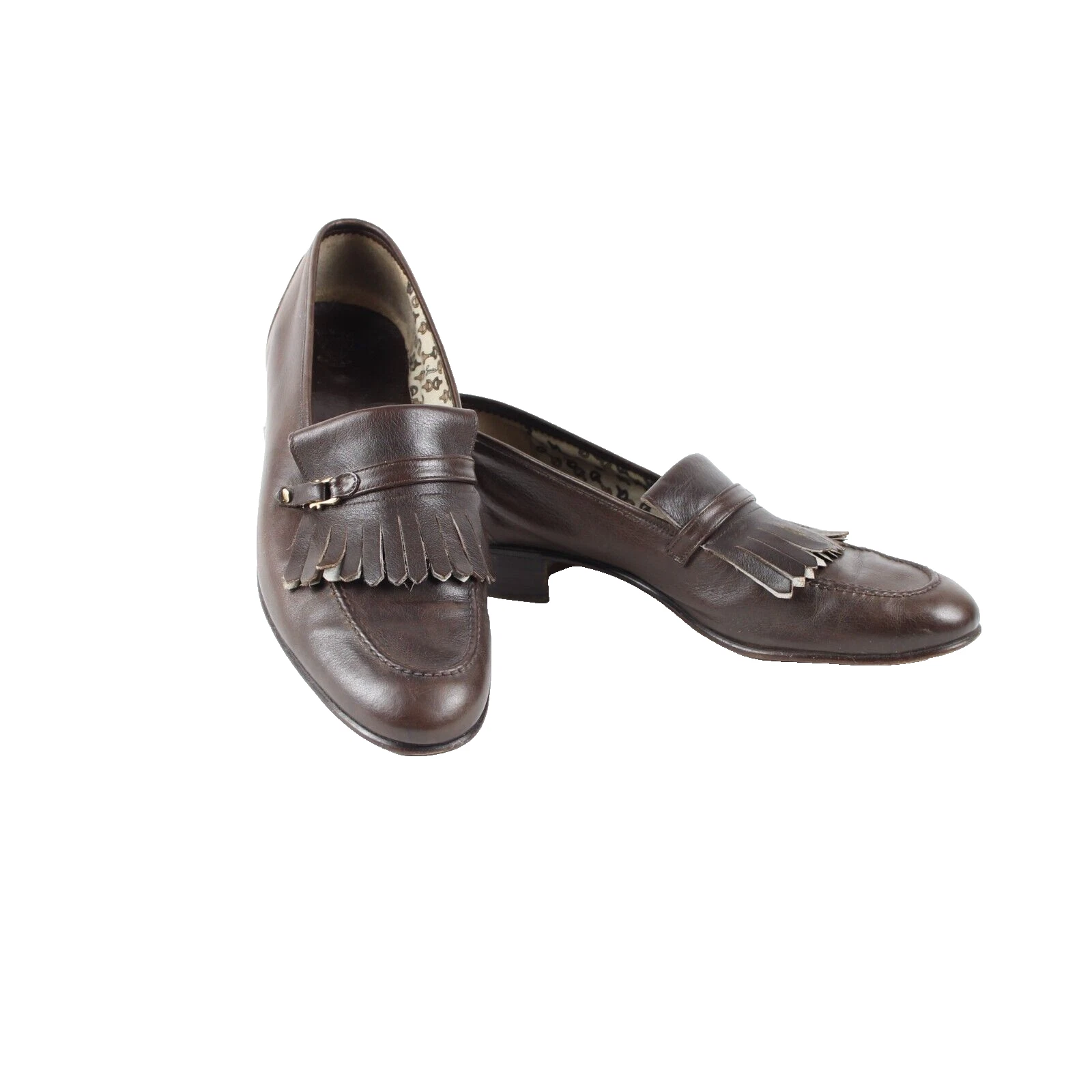 Mocassins Gucci taille 43,5 marron boucle pompon cuir tissu intérieur supérieur chaussure
