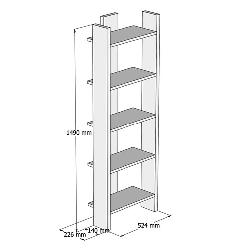 KayRana Virba Walnut Colour 5 Tier Slimline Open Shelves Bookshelf Storage - Picture 5 of 5