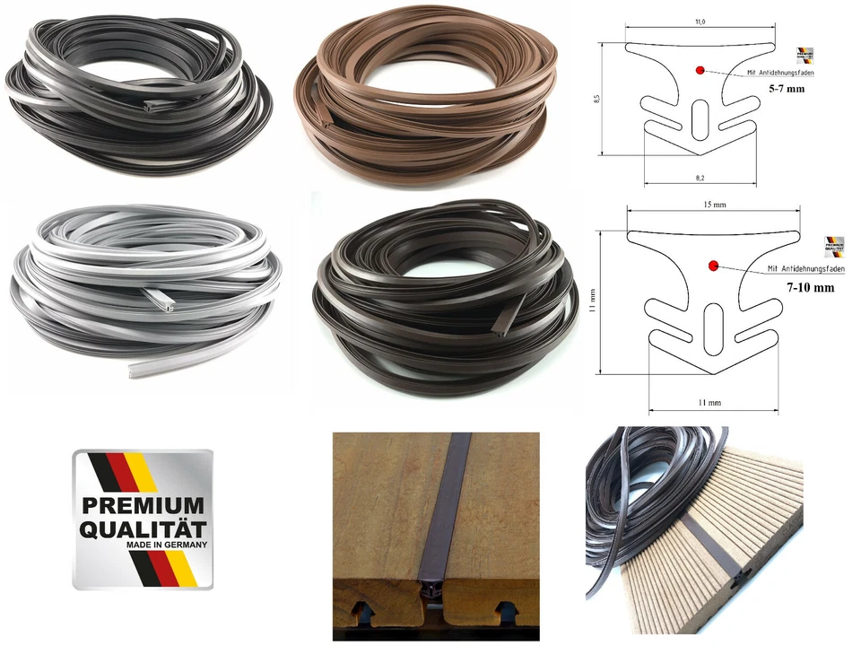 GARTENWELT RIEGELSBERGER 25 m Nastro di giunzione per tavole da terrazza guarnizione per giunti nastro di tenuta 5-7 o 7-10 mm