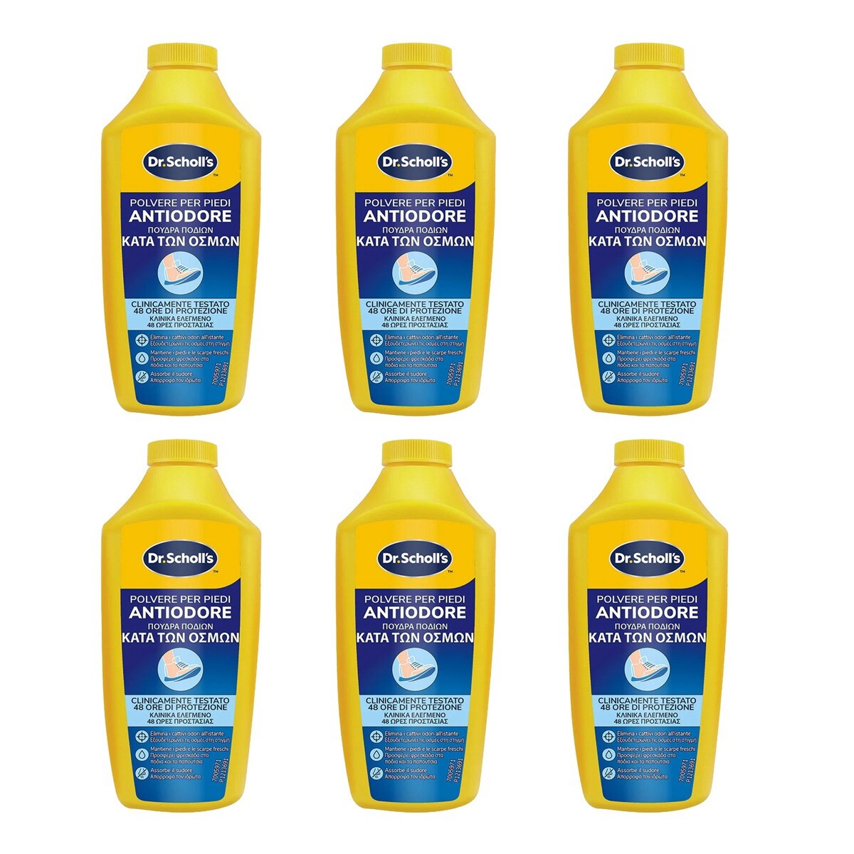 3pz Polvere piedi anti-odore Sholl piedi e scarpe freschi 48h 85g - Immagine 2