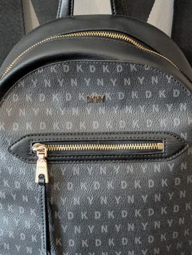 DKNY Chelsea Logo Women's Backpack Faux Leather Black Polyvinyl Y2K Gothic NWOT - Picture 6 of 14