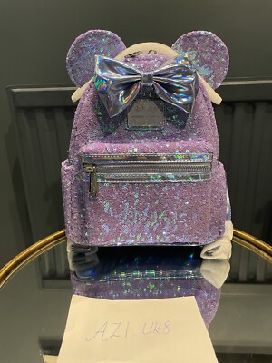 Disney Loungefly Mini Rucksack lila Feier Pailletten holographisch brandneu mit Etikett
