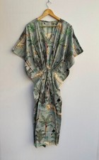 Indian Vintage 100% Cotton Long Beach Maxi Kaftan Dress One Size Caftan Kimono