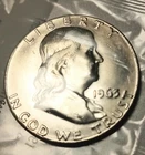 1963 Uncirculated Franklin Half Dollar Liberty 90% Silver