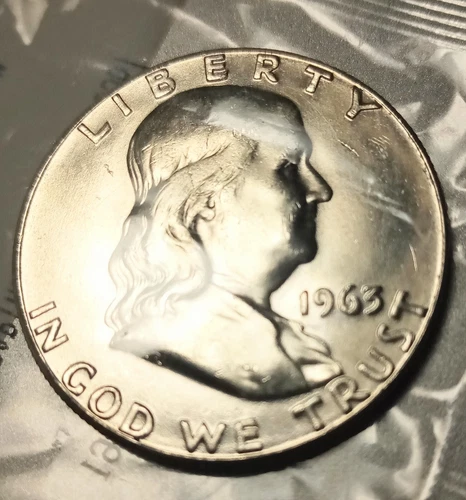 1963 Uncirculated Franklin Half Dollar Liberty 90% Silver