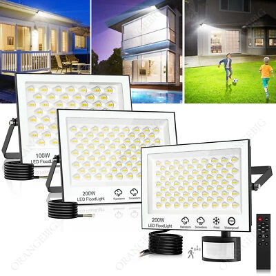 DEPHTHON LED Floodlight Outside Light 100W 200W Security Flood Outdoor Garden Spotlights