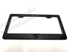1x Black S 3d Emblem Real 3k Twillweave Carbon Fiber License Plate Frame