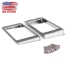 2X Humbucker Pickup Mounting Rings Bridge Neck Curved Bottom Flame Chrome
