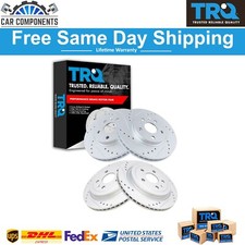 TRQ Front & Rear Performance Drilled Slotted Coated Rotor Kit for Cadillac CTS