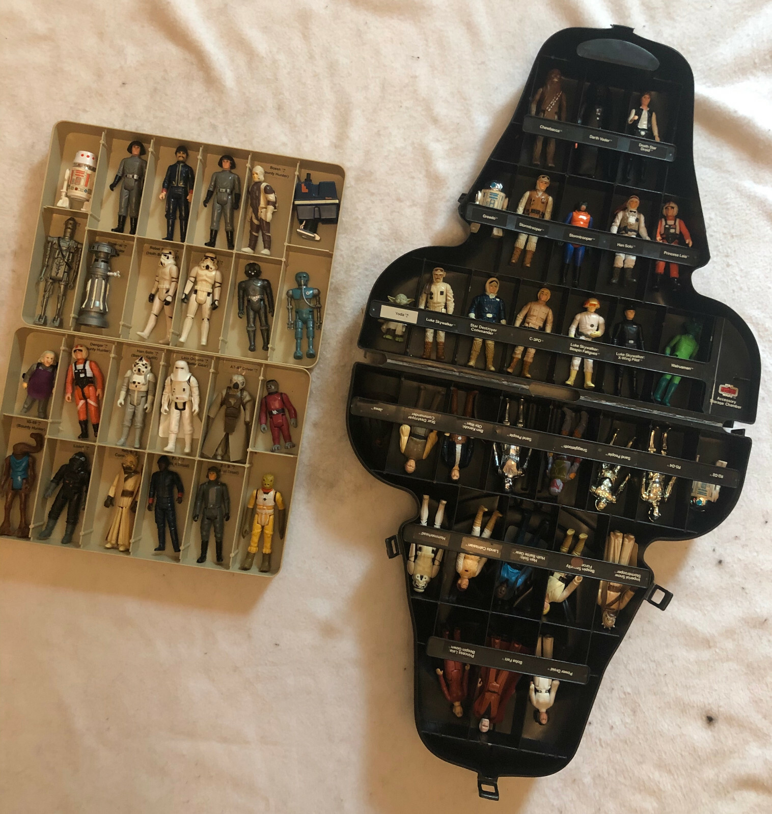 Star Wars 55 Figure Lot & Original Darth Vader Case & ESB Case 54 Guns No Repros