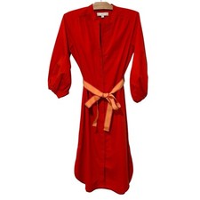 Ann Taylor LOFT | Dress Midi Button Front Long Sleeve Belted- Size Small Petite