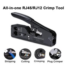 RJ45 Crimpzange + 10 Cat7 Stecker Set Netzwer...