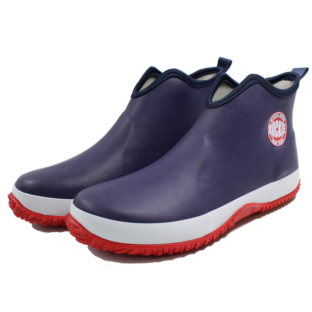 Men's Versatile Ankle Rain Boots Waterproof Non-Slip Rubber Student Work  Shoes