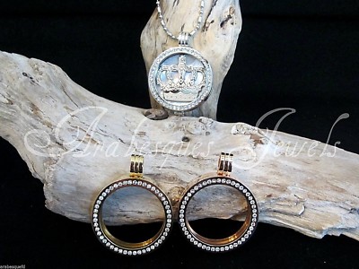 GENUINE MI STERLINA MILANO Reversible coin/moneda keeper/carrier/pendant ajmm