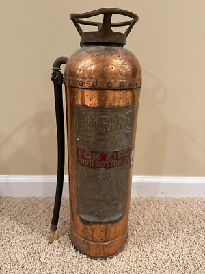 Vintage Empire Fire Extinguisher American France Foamite Copper with Brass Plate