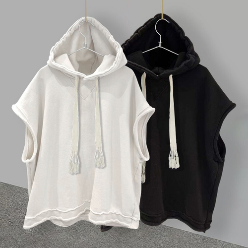 Camiseta sin mangas con capucha de moda de verano para hombre con costuras chaleco suelto todo a juego - Imagen 1 de 8