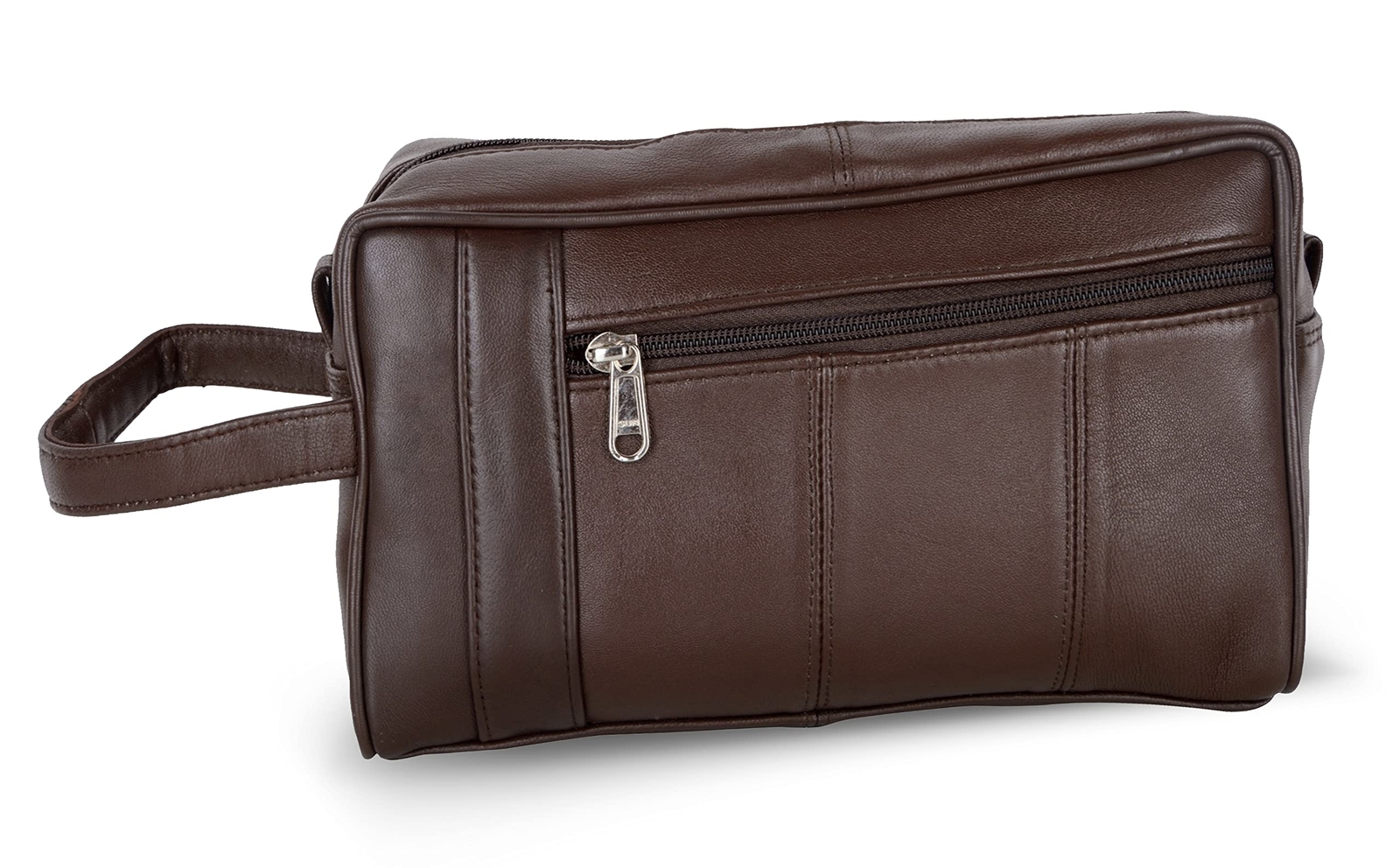 Genuine Sheep Nappa Leather Unisex Luxury Toiletry Travel Bag with Bathroom Organizer