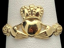 14k Yellow Gold Irish Claddagh Love Friendship Ring Sizes 5-9