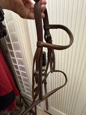 Brown Leather Headstall Raised Stitching Eventing/Show, English Bridle "England
