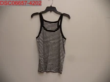 A New Day Women's Black/White Striped Slim Fit Tank Top, Size XXLU183285850