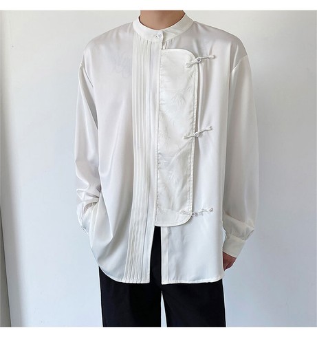 Hot Men Chinese Style Irregular Shirt Tang Shirt Blouse Street Party Casual Tops - Picture 2 of 15