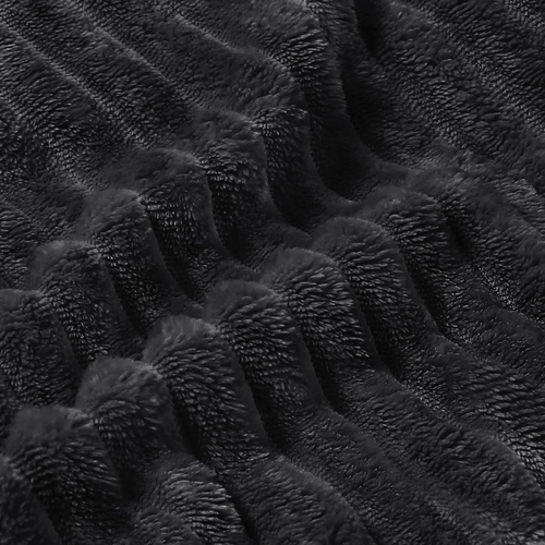 Fleece Blanket - 3D Ribbed Jacquard Decorative Black Throw Blankets for Men & Wo - Picture 5 of 12