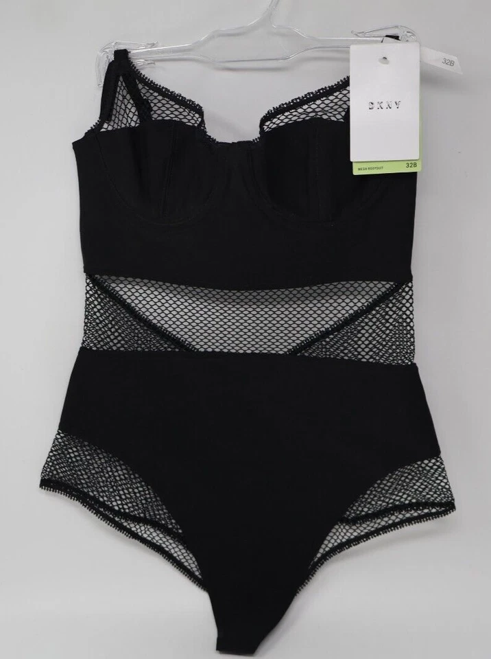 DKNY Women's Size 32B Sheer Soft Tech Mesh Bodysuit Thong DK7016 NWT - Image 4 of 4